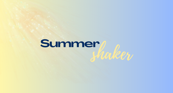 Summer Shaker written on a yellow and blue background