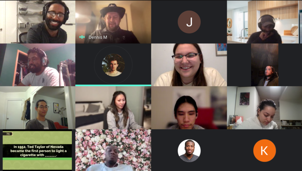 A screenshot of a zoom meeting which features the team that works at Kabo